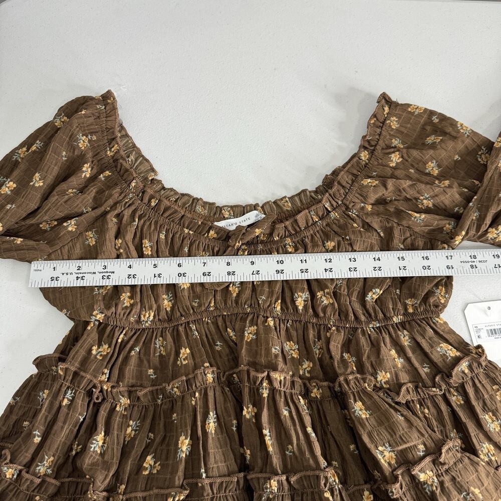 Altar’d State Kelcie Floral Babydoll Top Womens M Brown Dainty Cottage Prairie - Picture 9 of 13